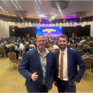 George King and Andrew Walker the CEO of the SA Property Investor Network presenting to 600 Investors at the Robert Kiyosaki Cash Flow Revolution Event in Durban.